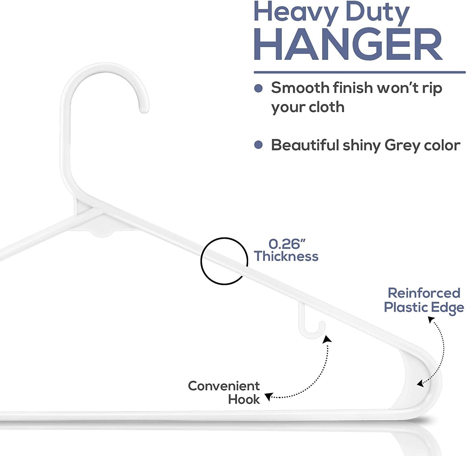 Utopia Home Plastic Hangers 200 Pack - Clothes Hanger With Hooks - Durable & Space Saving Coat Hanger - Heavy Duty White Hangers
