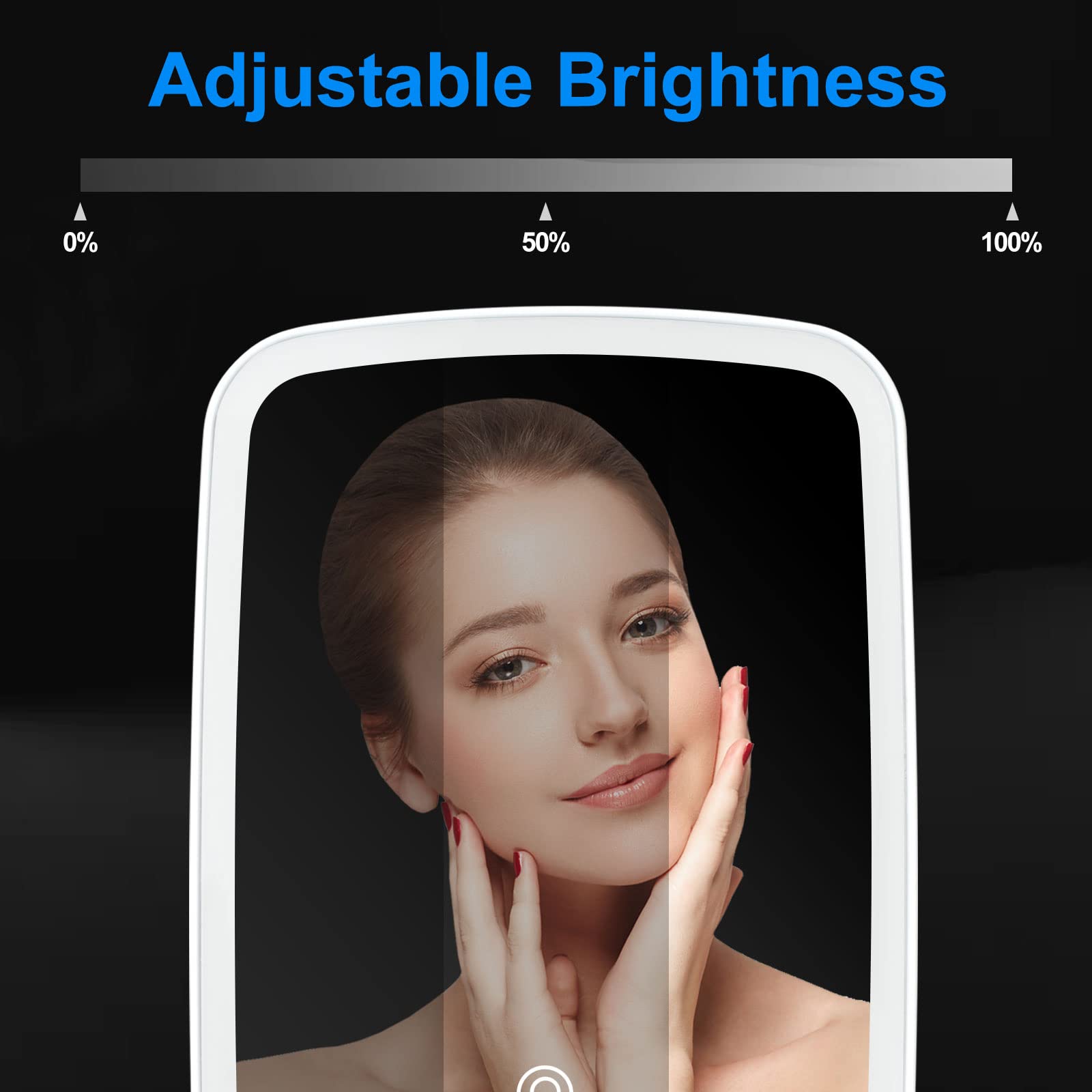 Vikert Lighted Makeup Mirror With Lights, Portable Usb Rechargeable Make Up Mirror, Cosmetic Mirror With Touch Screen And Bright