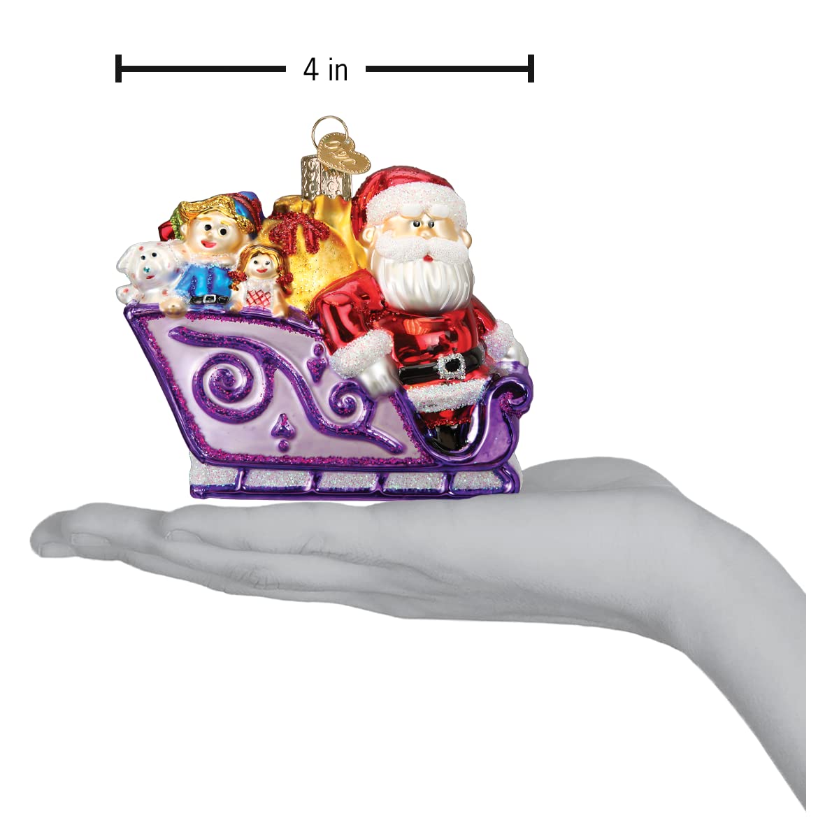 Old World Christmas Santa and Friends (Rudolph The Red-Nosed Reindeer) Glass Blown Ornament for Christmas Tree, Handcrafted Holi