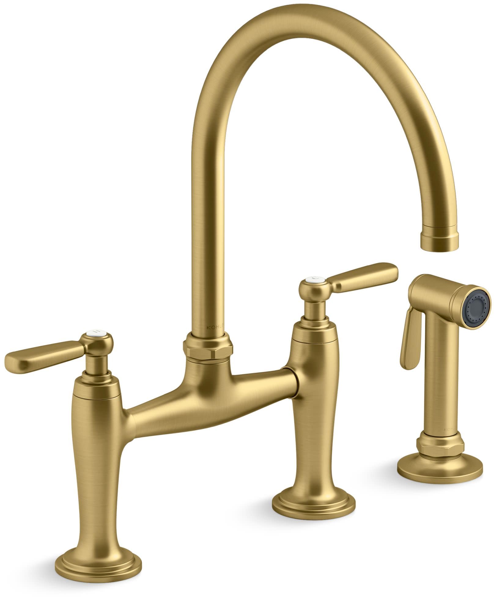 Kohler K28356-2MB Edalyn by Studio McGee 1.5 GPM Widespread Bridge Kitchen Faucet - Includes Side Spray Vibrant Brushed Moderne 