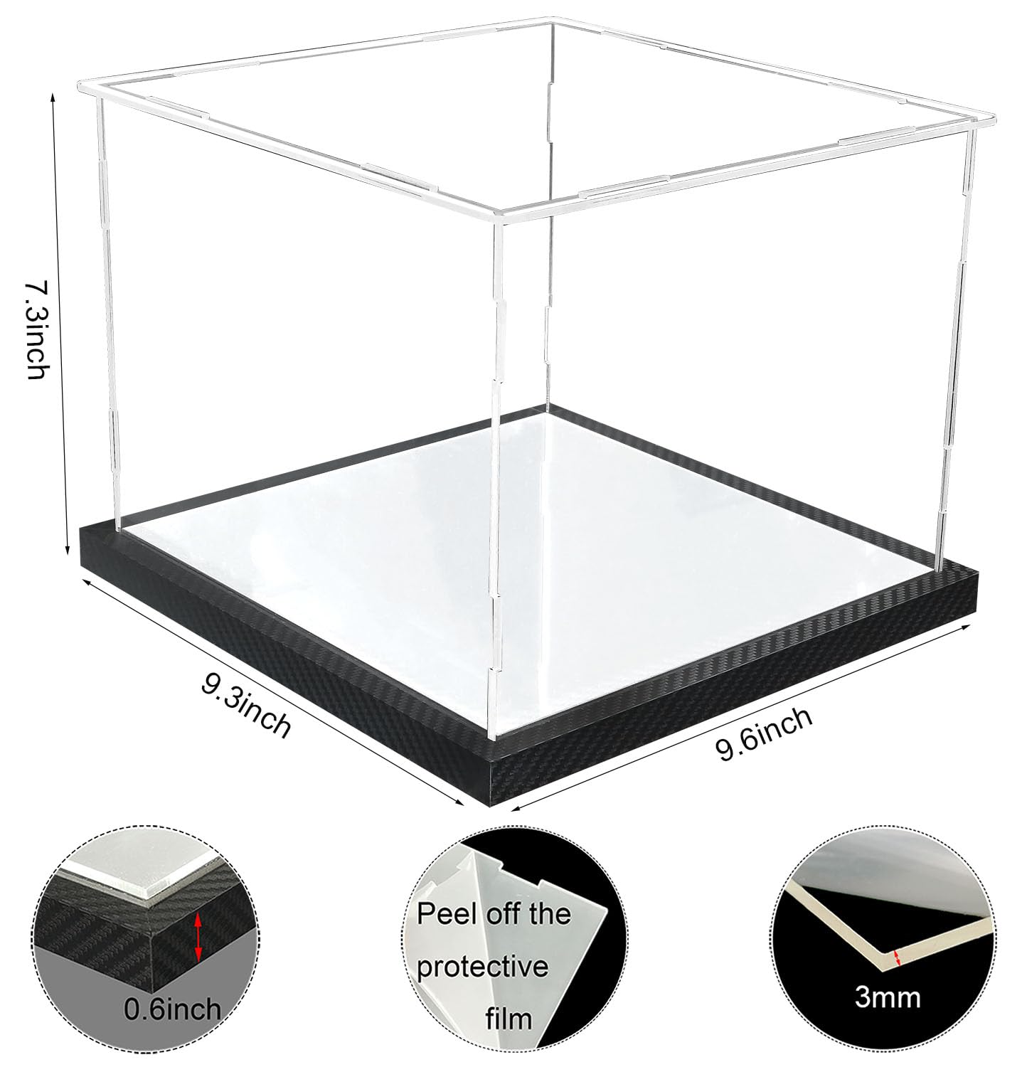 Clear Hat Display Case Acrylic Baseball Cap Holder Stand Transparent Hat Storage Box Dustproof Square Uv Protection Cabinet With