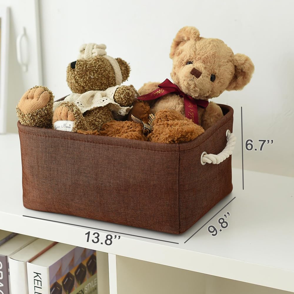 TheWarmHome Decorative Basket Rectangular Fabric Storage Bin Organizer Basket with Handles for Clothes Storage (Brown  Large-1Pack 15.7L*11.8W*8.3H)