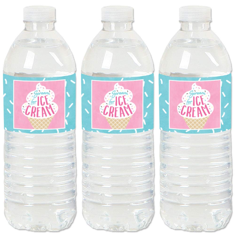 Big Dot Of Happiness Scoop Up The Fun - Ice Cream - Sprinkles Party Water Bottle Sticker Labels - Set Of 20
