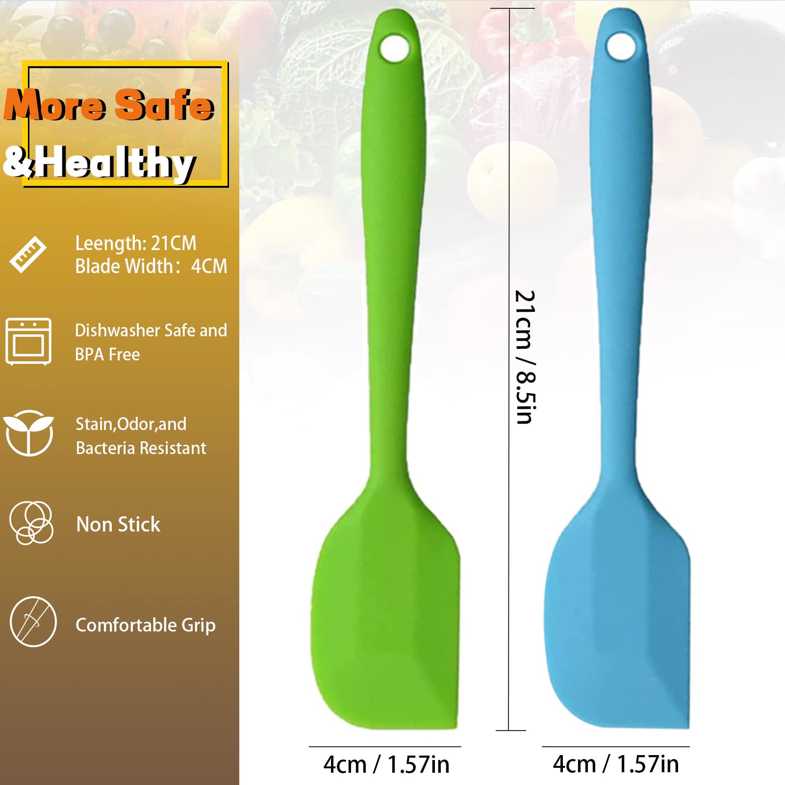 16 Pieces Silicone Spatula, 8.3 Inch Small Spatulas Heat-Resistant Non-Stick With Stainless Steel Core For Cake Cream Cooking Ga