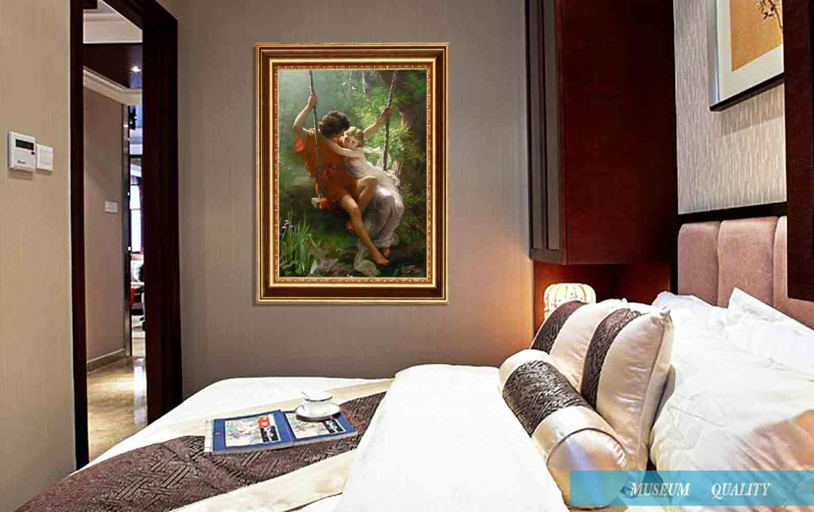 Eliteart -Springtime By Pierre Auguste Cot Giclee Framed Art Canvas Print-Frame Size :24 1/2''X 34 1/2''