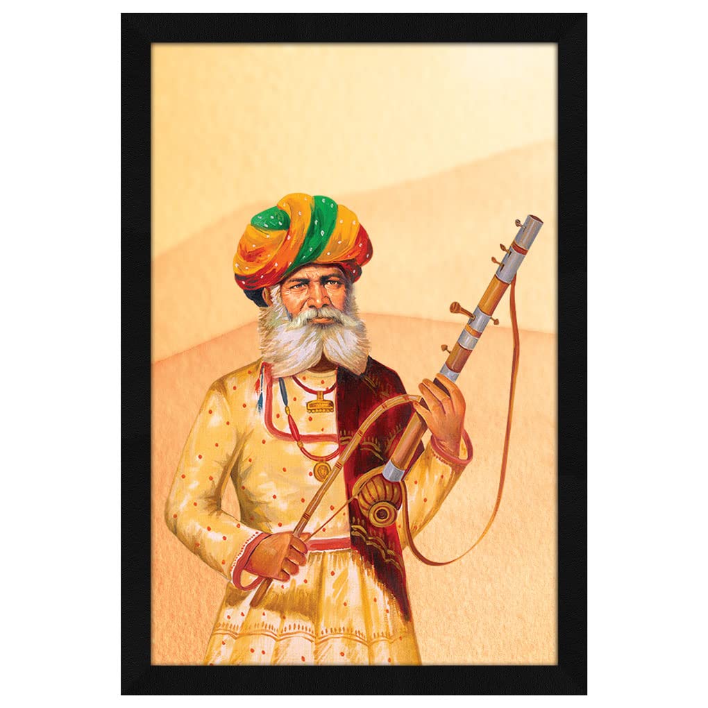 Artx Paper Village Man Framed Wall Art Painting, Wall Decor For Living Room, Multicolor, Nature, 18.5 X 12.5 Inches, Set Of 1