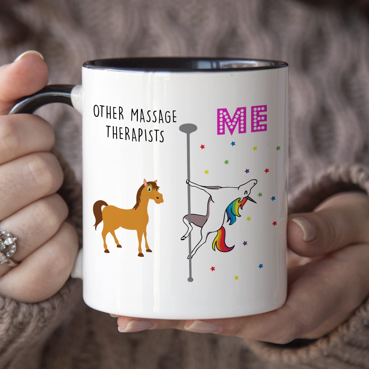 YouNique Designs Massage Therapist Coffee Mug, 11 Ounces, Unicorn Mug, Masseuse Gifts, Massage Therapist Gifts For Women (Black