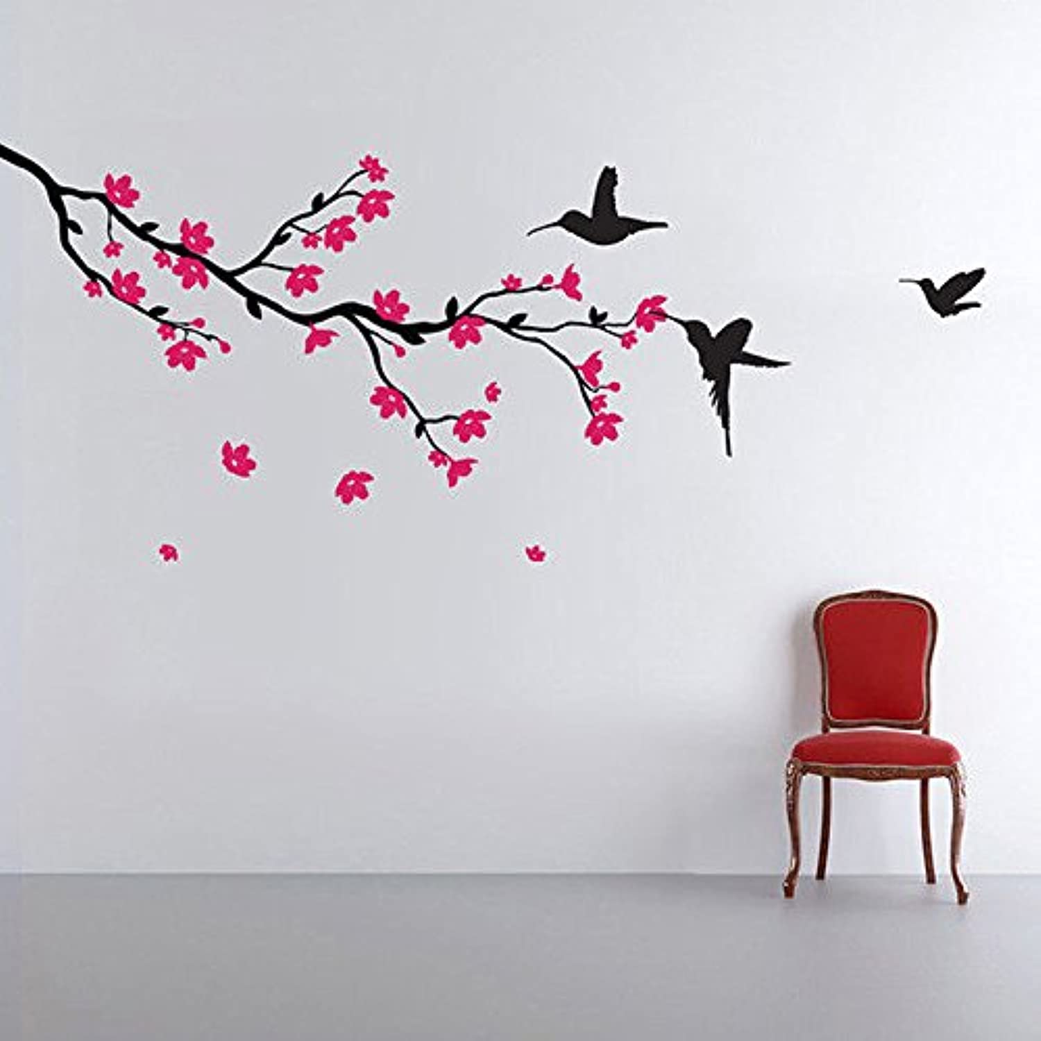 Decals Design Stickerskart Wall Stickers Hummingbirds And Blossoms (Wall Covering Area: 140Cm X 90Cm,Product Dimensions: 50X70Cm