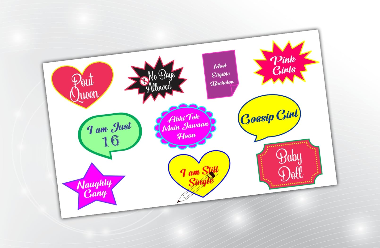 PartyStuff Girls Theme Props  Girls Speech Bubbles (10 Cards)