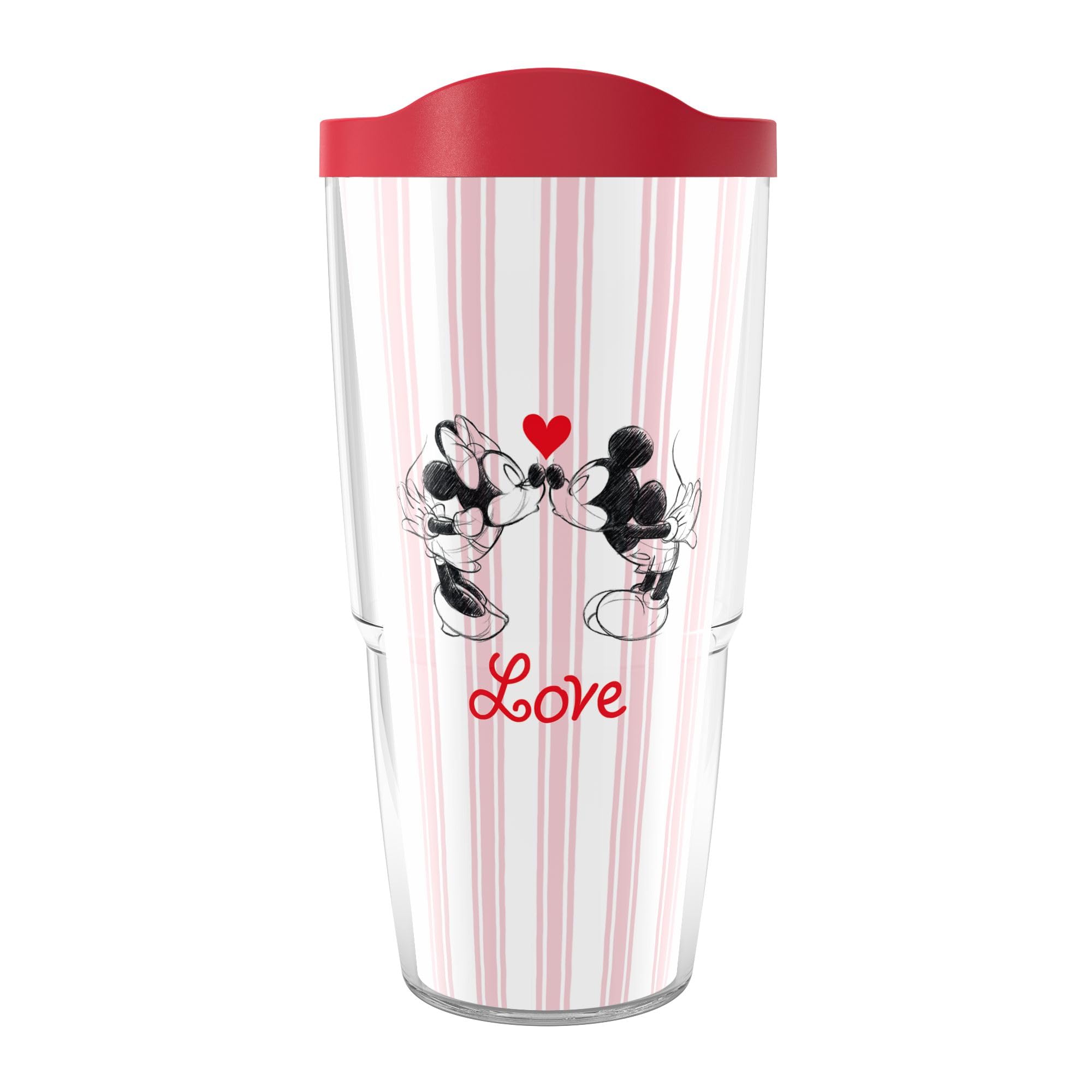 Tervis Disney  Mickey & Minnie Valentines Made in USA Double Walled Insulated Tumbler Travel Cup Keeps Drinks Cold & Hot, 24oz,