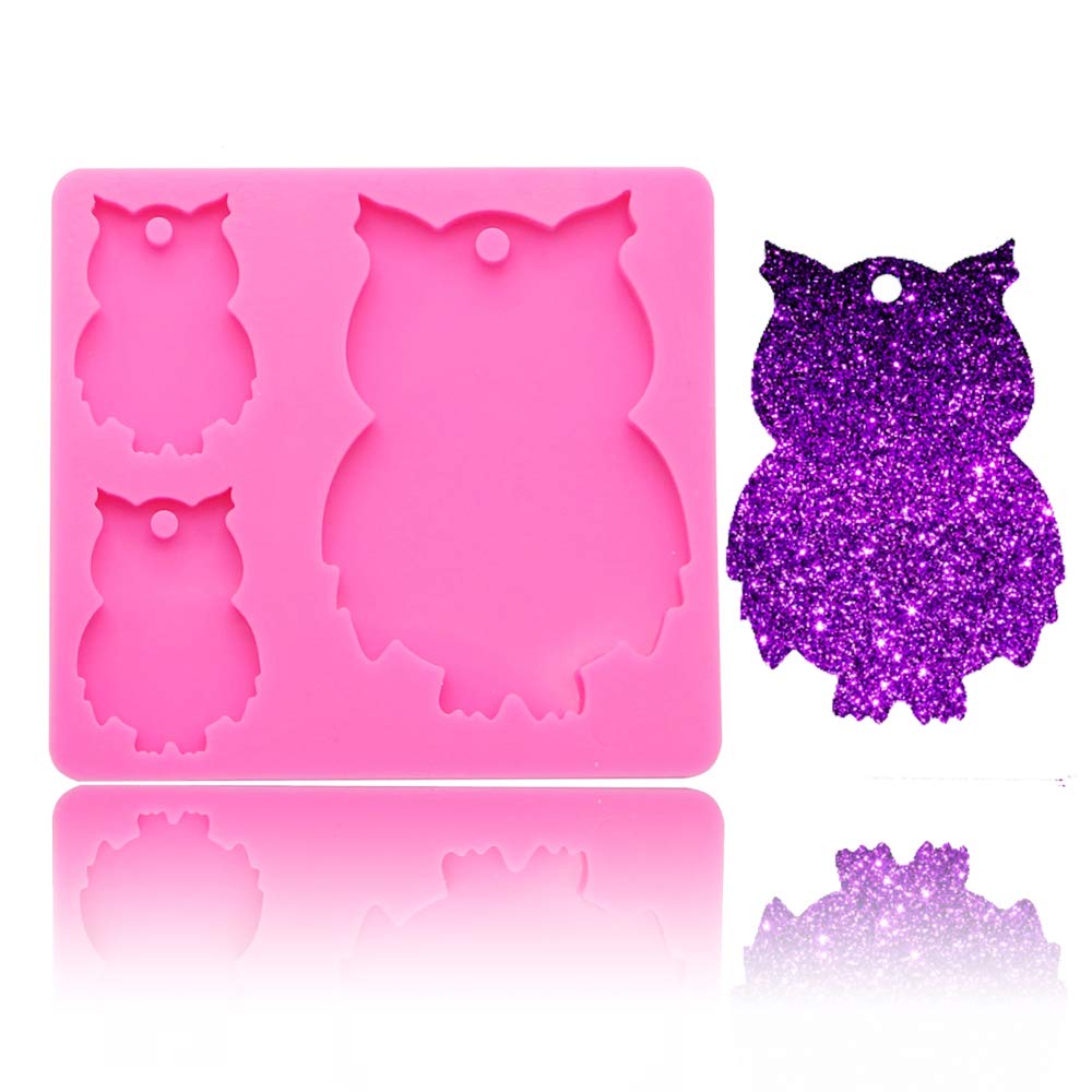 Cute Animal Bird Owl Family Keychain Pendant Silicone Mold With Hole For Diy Candy Soap Mould Crystal Desserts Cupcake Cake Topp