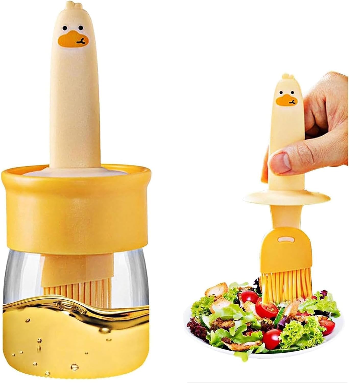 Tupermar Oil Storage Dispenser Bottle Jar Container With Spreading Brush Silicone ChefS Basting Oil Brush Set With Glass Bowl A