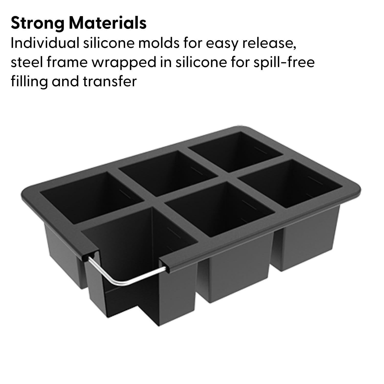 W&P Cup Cubes Silicone Freezer Tray With Lid, Charcoal, Makes 6 Perfect 1-Cup Portions, Freeze & Store Soup, Broth, Sauce, Lefto