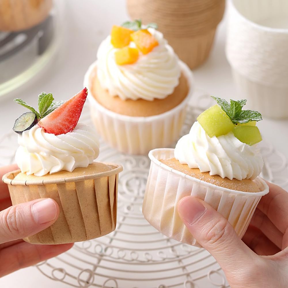Tie-Dailynec 200 Pcs Cupcake Liners Muffin Standard Size, Baking Cups Greaseproof Wrappers Paper Cupcake Holders For Wedding Bir