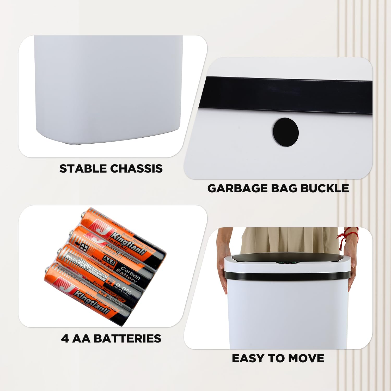 Paylesshere 13 Gallon Trash Can Kitchen Trash Can Automatic Garbage Can With Lid Touch Free High-Capacity Motion Sensor For Home