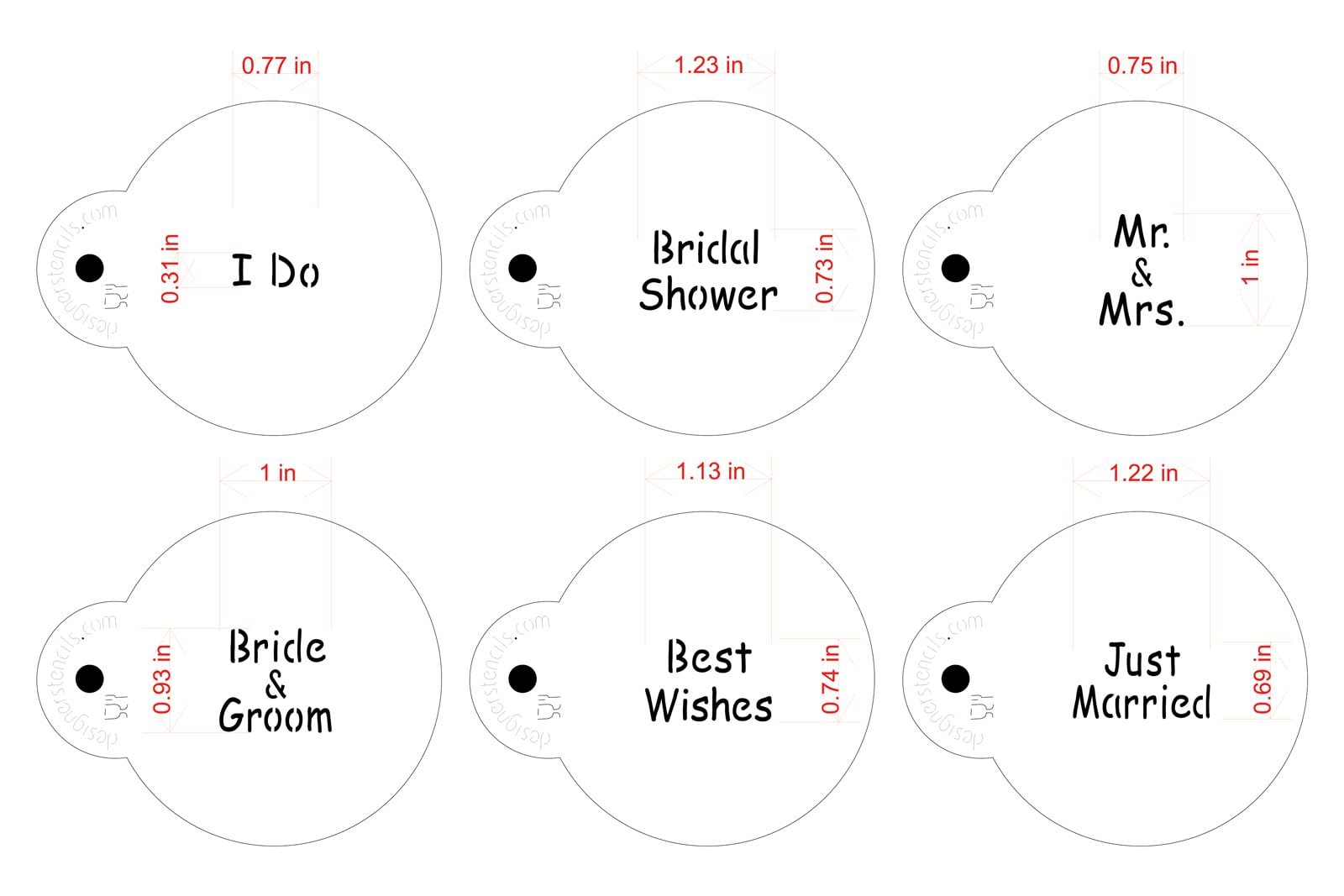 Designer Stencils Wedding Lettering Cookie Stencil Set, (Bride & Groom - Best Wishes - Just Married - I Do - Bridal Shower - Mr.
