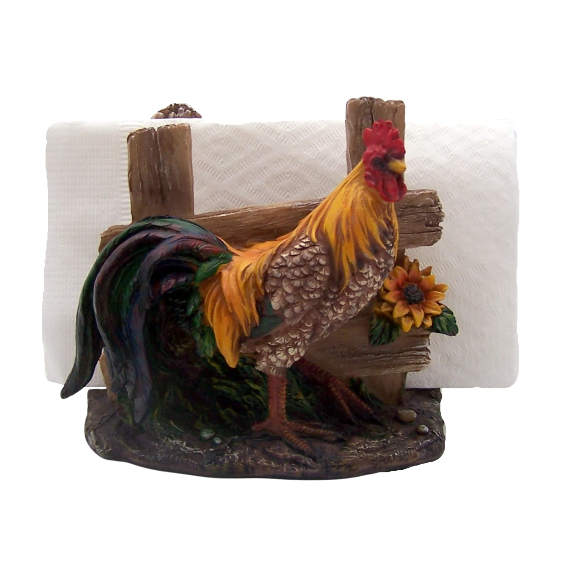 Rooster With Fence Napkin Holder, Kitchen Accessory, Farmhouse D  Cor, Unique Table Accent, 5.25 Inches High