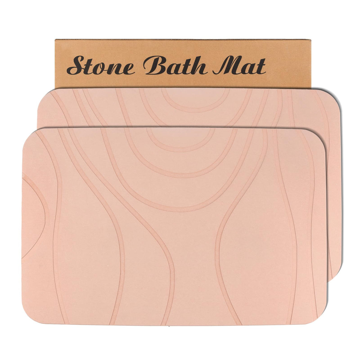 Stone Bath Mat, 2 Pack Diatomaceous Earth Shower Mat, Non-Slip Super Absorbent Quick Drying Bathroom Floor Mat, 24X15, Pink