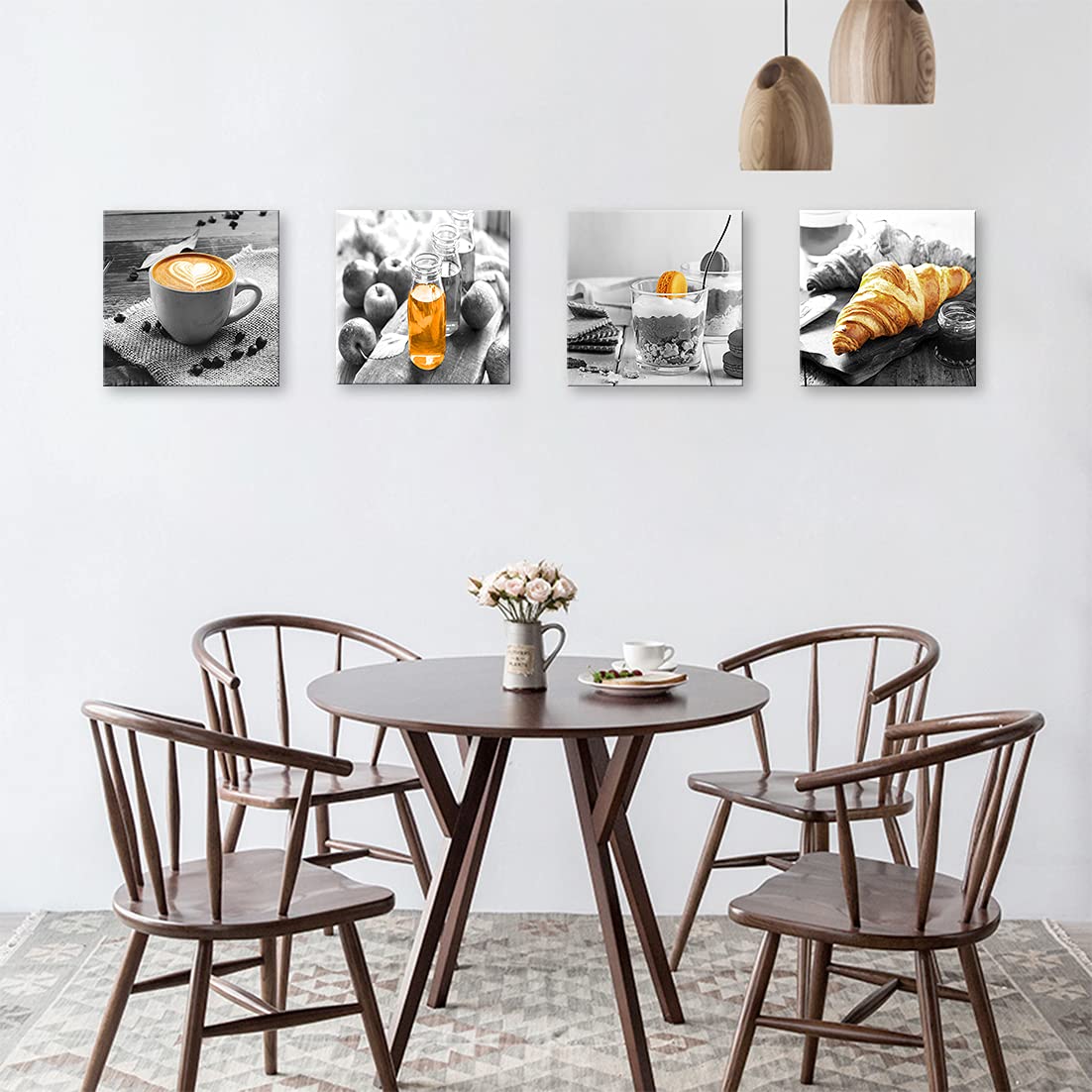 Biufo Kitchen Canvas Wall Art Prints Black And White Food Coffee Painting Picture For Bakery Cafe Dining Room Restaurant Wall De