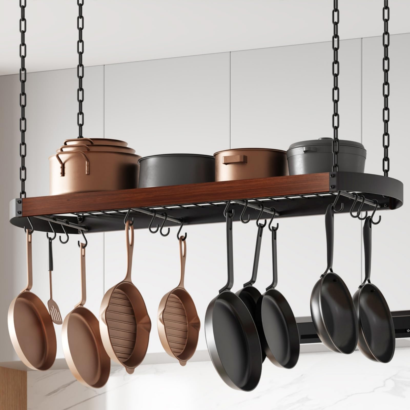 CHOEZON 47 Hanging Pot Rack, Ceiling Pan Hanger, Pot Holder for Kitchen