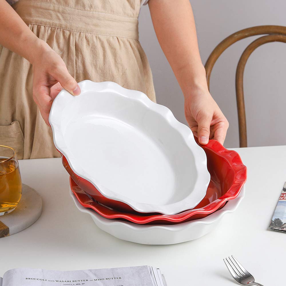 Koov Ceramic Pie Dish, 9 Inches Pie Pan, Pie Plate For Dessert Kitchen, Round Ceramic Baking Dish Pan For Dinner, Gradient Serie