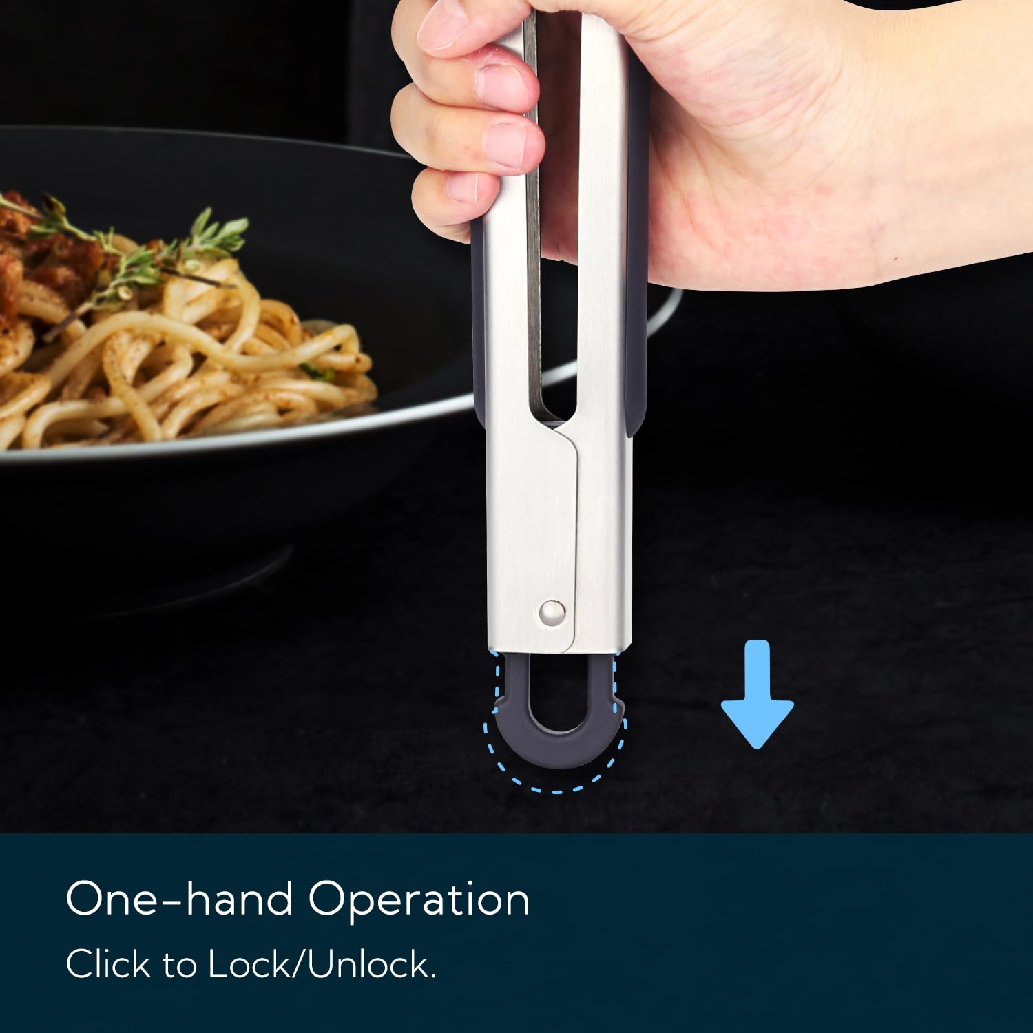 Kitchendao Tongs For Cooking With Silicone Tips 12 Inch, One-Handed For Convenience, Soft-Touch Handle, Silicone Tipped Stainles