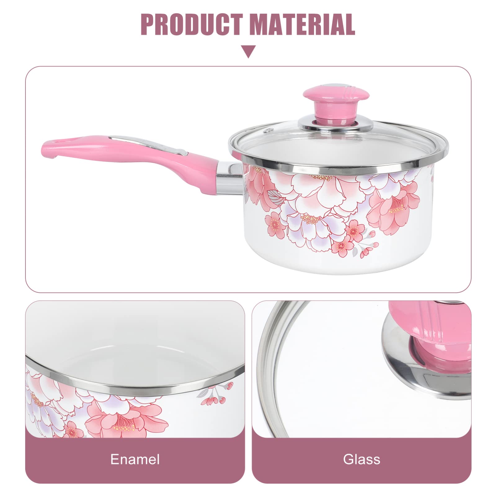Enamel Sauce Pan Non- Stick Milk Pot Pasta Cooking Pot Small Noodle Soup Pot Enamelware Pot Enamel Cookware With Lid