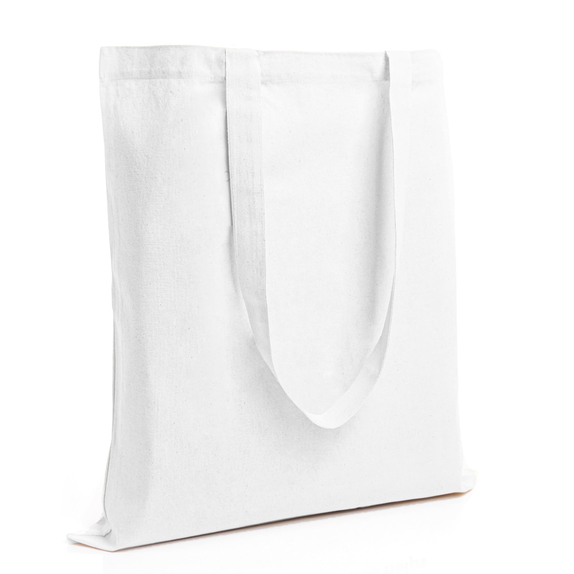 Salt Earth Pack of 5 | 6 | 12 | 24 | 48 - 100% Cotton Reusable Tote Bags - Bulk Grocery, Shopping, DIY, Beach & Gift Use (White)