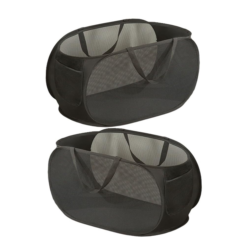 Lateronon 2 Pcs Mesh Popup Laundry Hamper, Opening Laundry Basket,Popup Laundry Basket With Durable Handles,Foldable Pop-Up Mesh