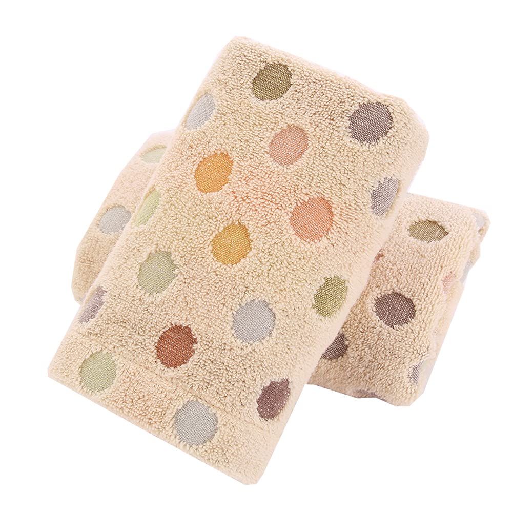 Pidada Hand Towels Set of 2 Colorful Polka Dot Pattern 100% Cotton Soft Absorbent Decorative Towel for Bathroom 13.4 x 30 Inch (