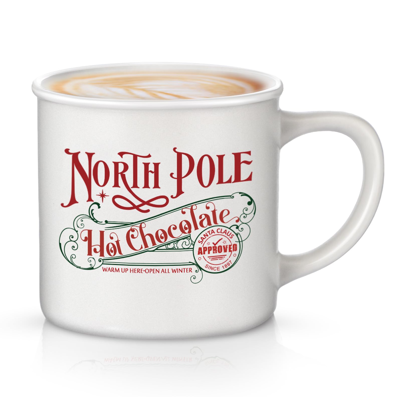 Yaomiao North Pole Hot Chocolate Mug Christmas Coffee Mugs Christmas Coworkers Gifts Santa Xmas Enamel Cup with Handle Stainless