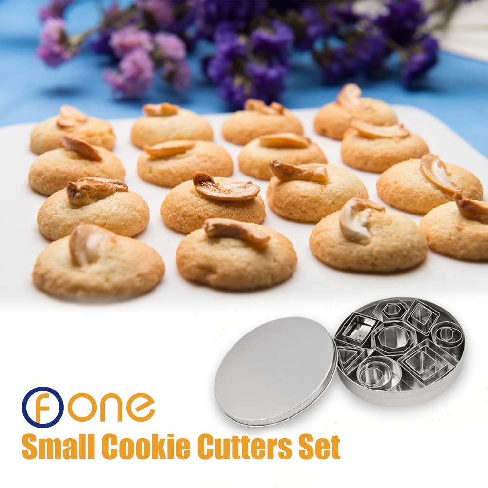 Ofone 24 Pcs Small Cookie Cutters Set, Stainless Steel Geometric Shapes Fondant Cutter Including Square Triangle Oval Rectangle