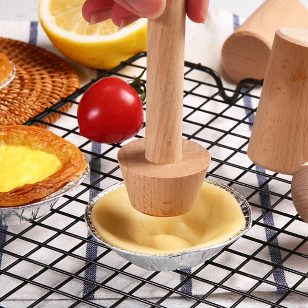 Yudong Double Sided Wooden Egg Tart Mold Pastry Tamper Tool Diy Pastry Baking Shaper Kitchen Tool For Pecan Pie, Cheesecake And