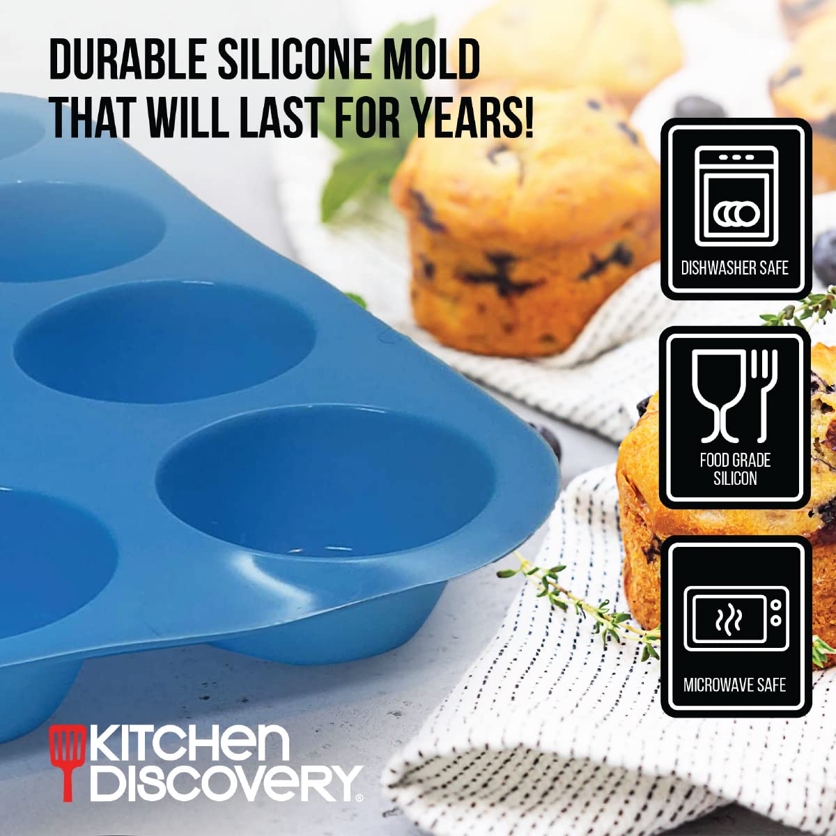 Kitchen Discovery Silicone Mini Muffin Pan Bakes 24 Adorable Mini Cupcakes Or Muffins Without Sticking - Mini Silicone Molds Rel