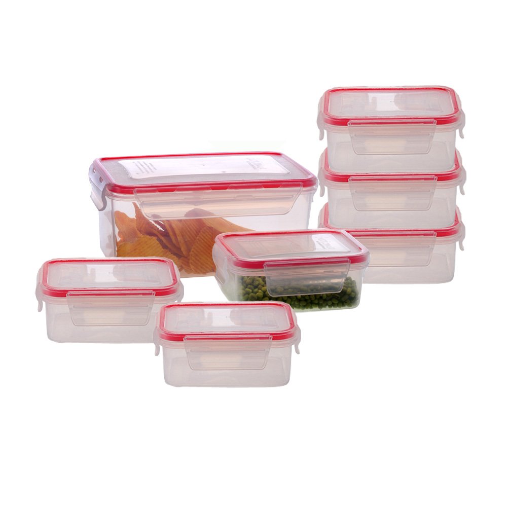 Incrizma 316187 Plastic Storage Container  400Ml, 2400Ml, 7 Pieces, Clear