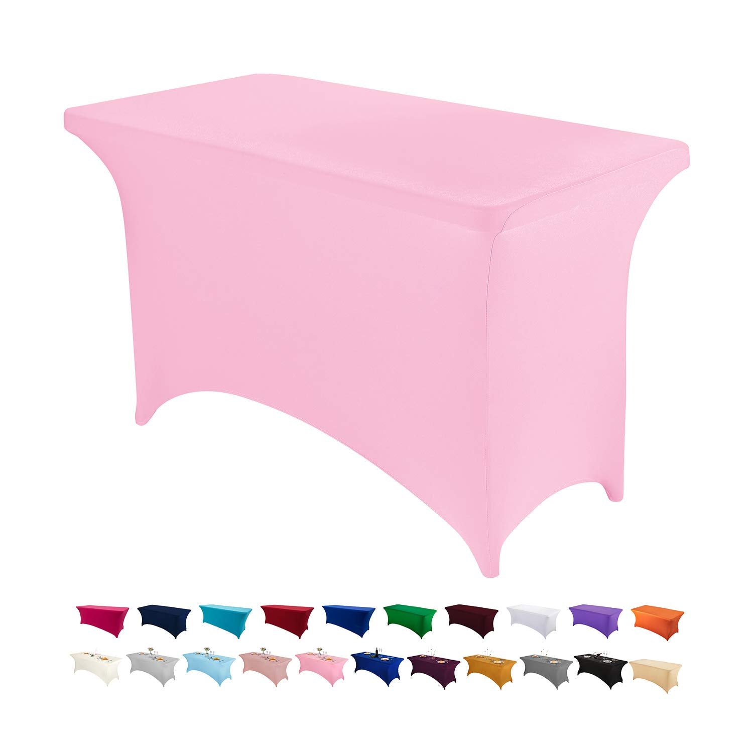 Peomeise 4Ft Spandex Table Cover Rectangular Stretch Spandex Tablecloth (Dusty Rose,4Ft)