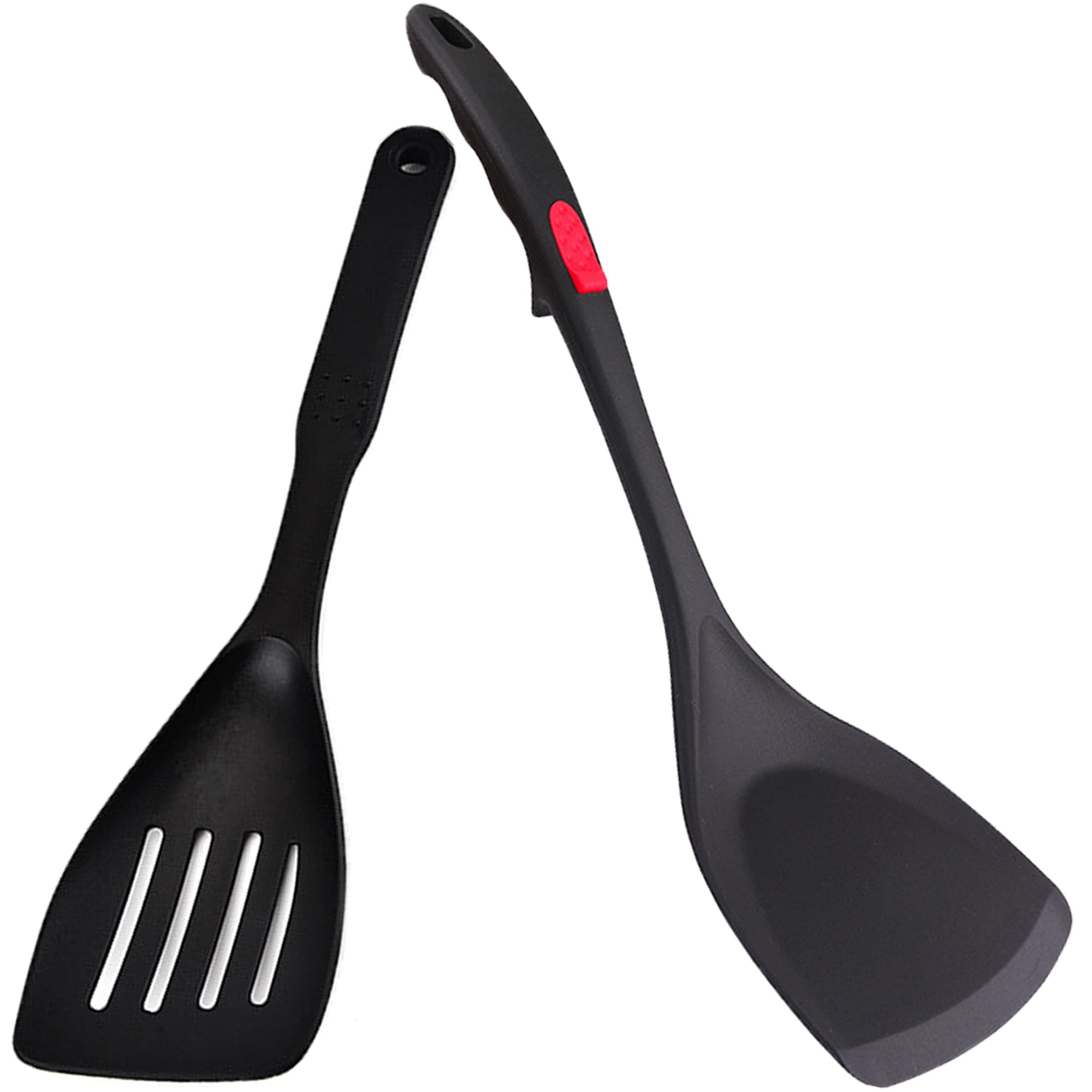 Non Stick Slotted Kitchen Spatulas,High Heat Resistant Bpa Free Cooking Utensils,Ideal Cookware For Fish,Eggs,Pancakes (Black)2P
