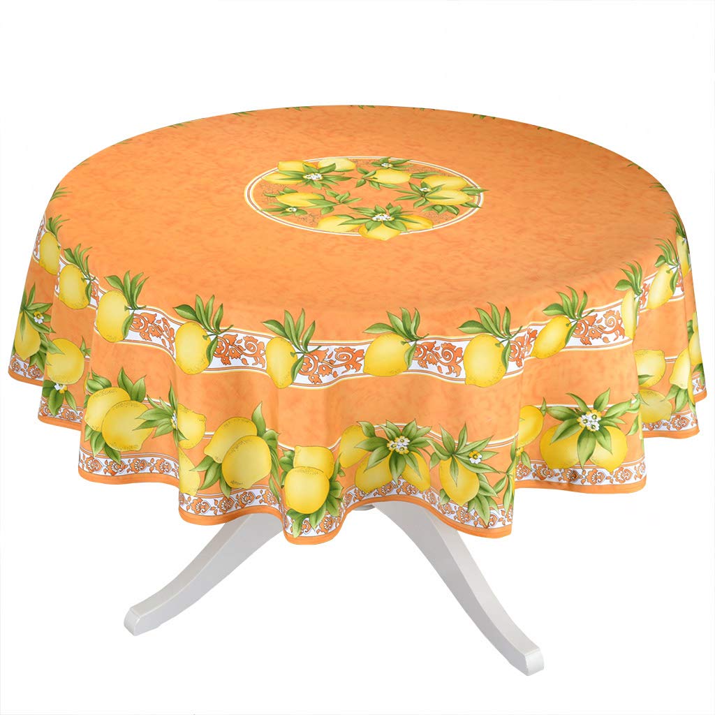 Citrus Orange French Provencal Tablecloth - 70 Round