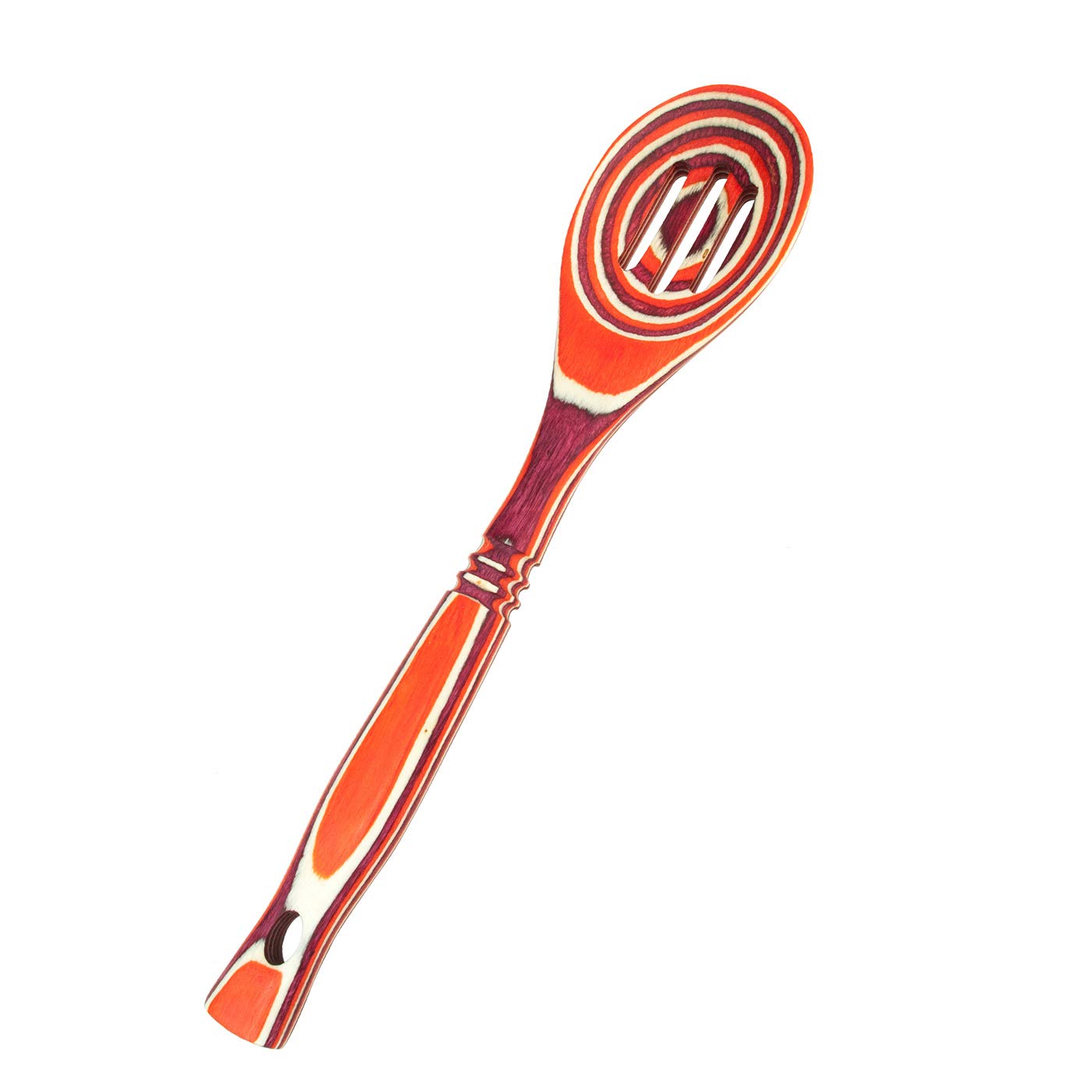 Island Bamboo Pakkawood 12-Inch Slotted Spoon, Red
