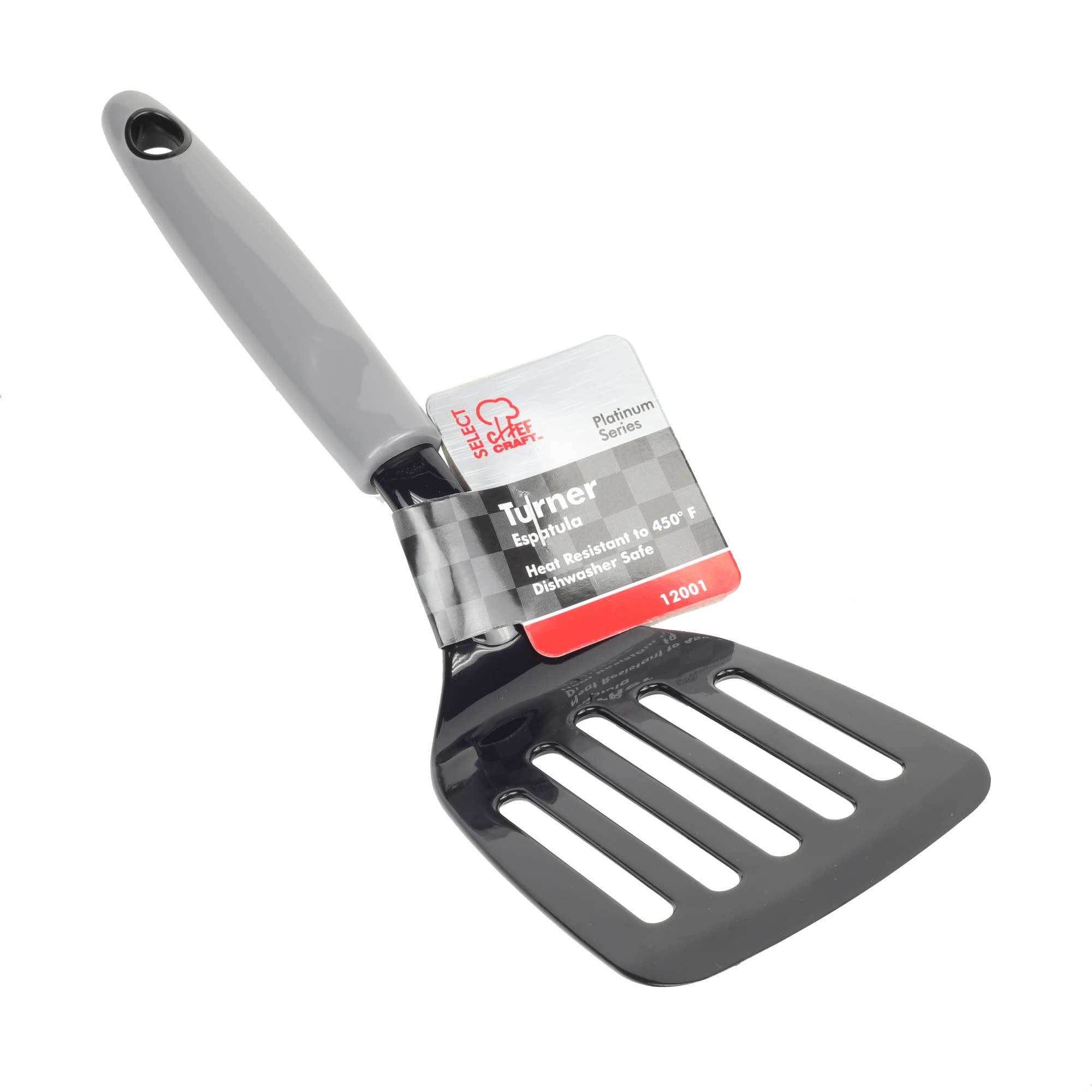 Chef Craft Select Nylon Short Turner/Spatula, 10.5 Inch, Gray