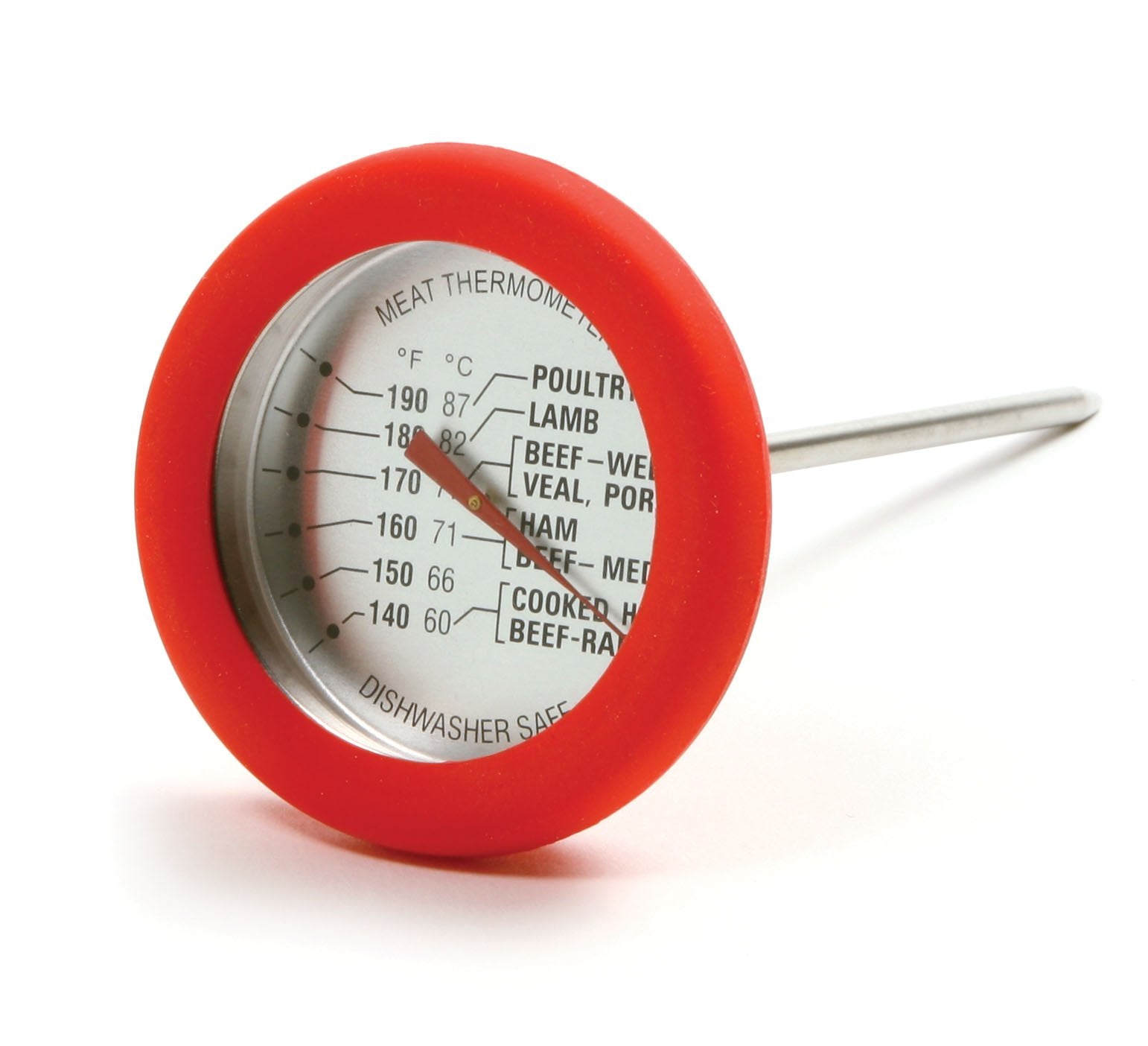 Norpro Soft Grip Silicone Meat Thermometer, Red, One Size (5978)