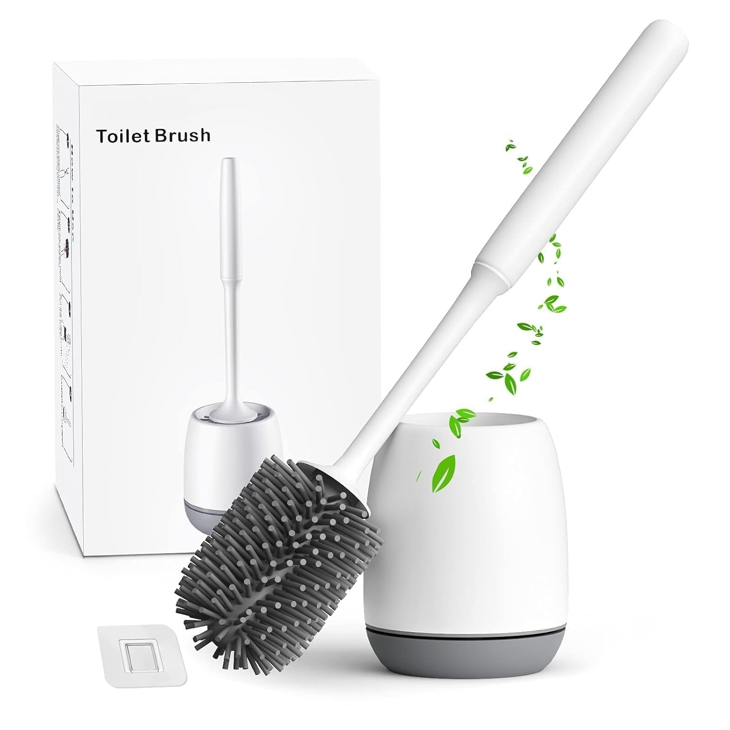 Anoxa Toilet Brush And Holder Set For Bathroom, Flexible Toilet Cleaning Bowl Brush Head With Silicone Bristles, Compact Size Fo