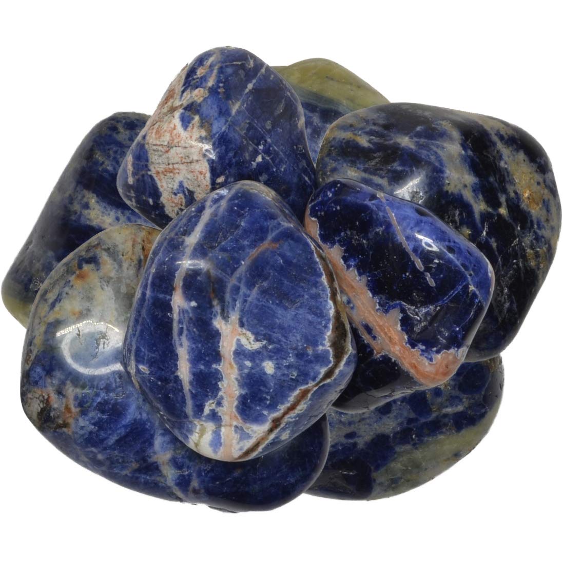 Hypnotic Gems Materials: 1/2 lb Sodalite Tumbled Stones - Grade 1 - XXLarge - 1.75 to 2.5 Avg. - Bulk Natural Rocks Polished Gem