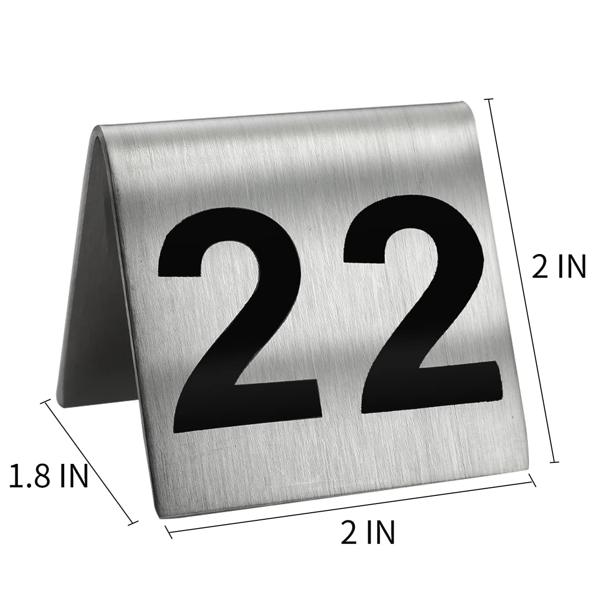 1-25 Stainless Steel Number Tent Table Number For Restaurants Cafes Bars 2''X2'' Black