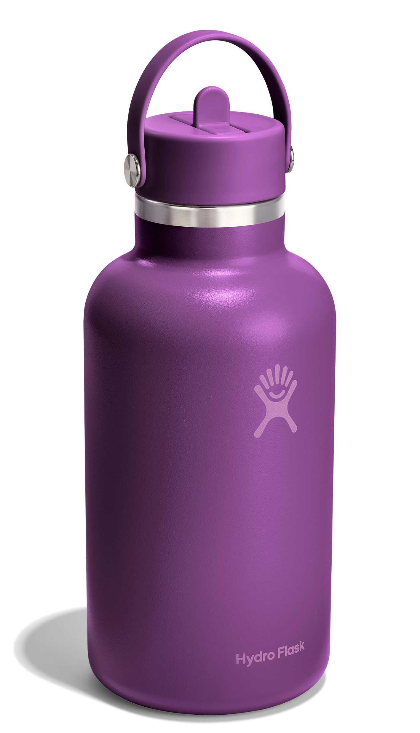 Hydro Flask Water Bottle - Insulated Stainless Steel - Wide Mouth Flex Straw Lid, Non Spill, Leakproof and Refillable in 64 Oz B