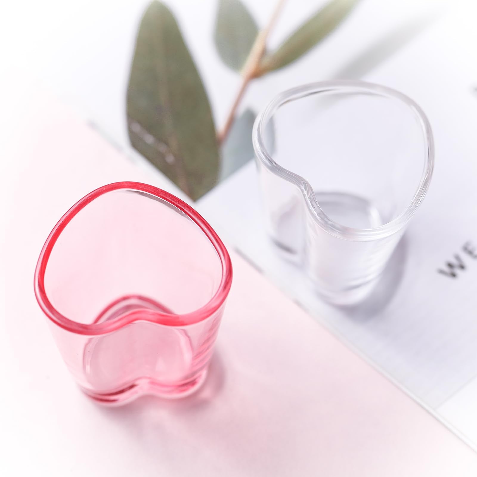 Srgeilzati Heart Shot Glasses Set, Pink Shot Glass Cute For Bar Cart Accessories 1.5Oz