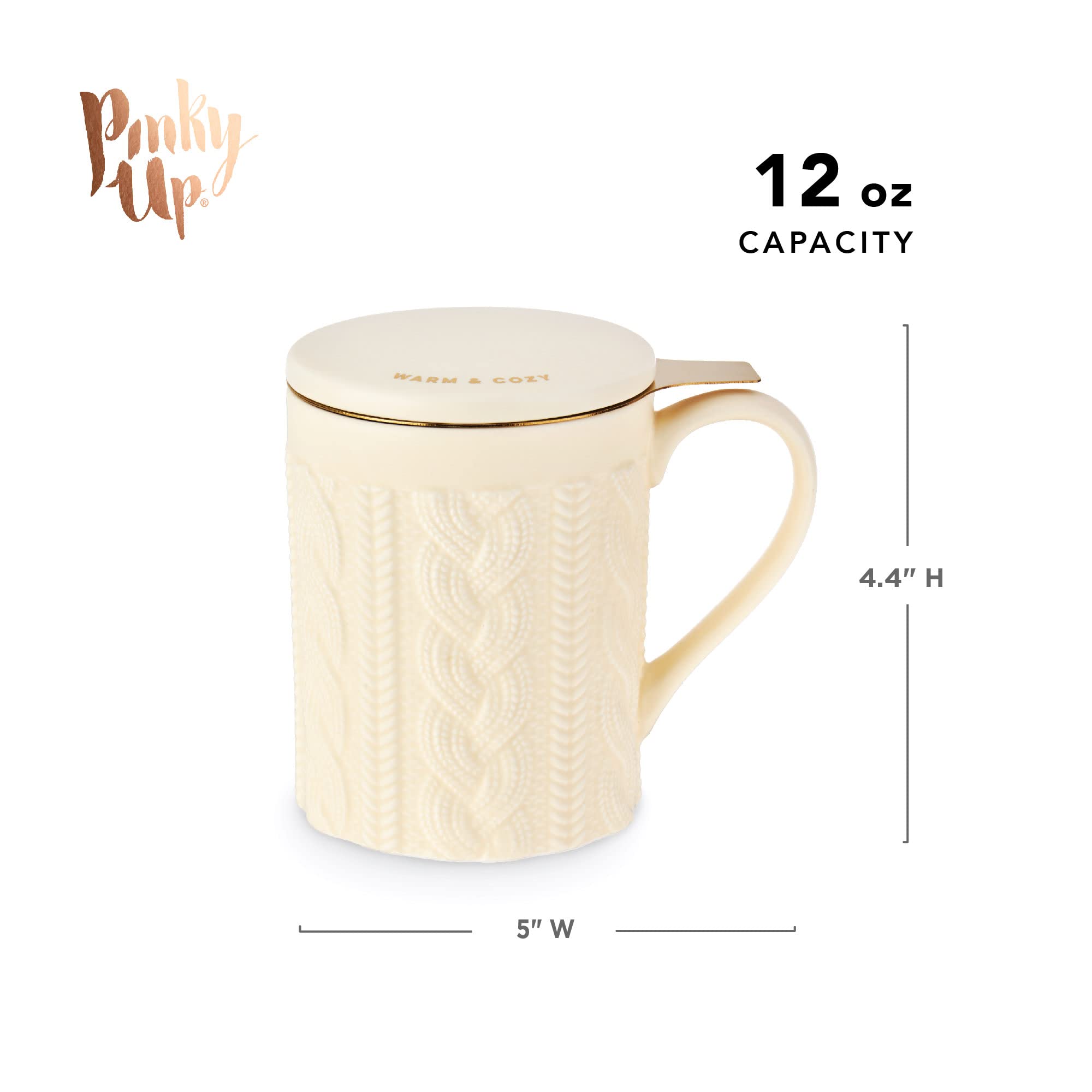 Pinky Up Annette Loose Leaf Tea Cup, Ceramic Travel Mug With Infuser And Lid, For Work, Office, Picnic, Camping, Outdoor Party,