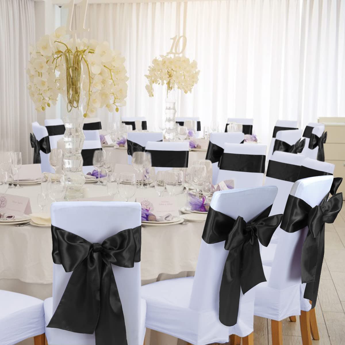 Babenest Satin Chair Sashes Ties Upgraded 10 pcs Chair Ribbons Bows for Wedding Banquet Party Christmas Baby Shower Events Decor