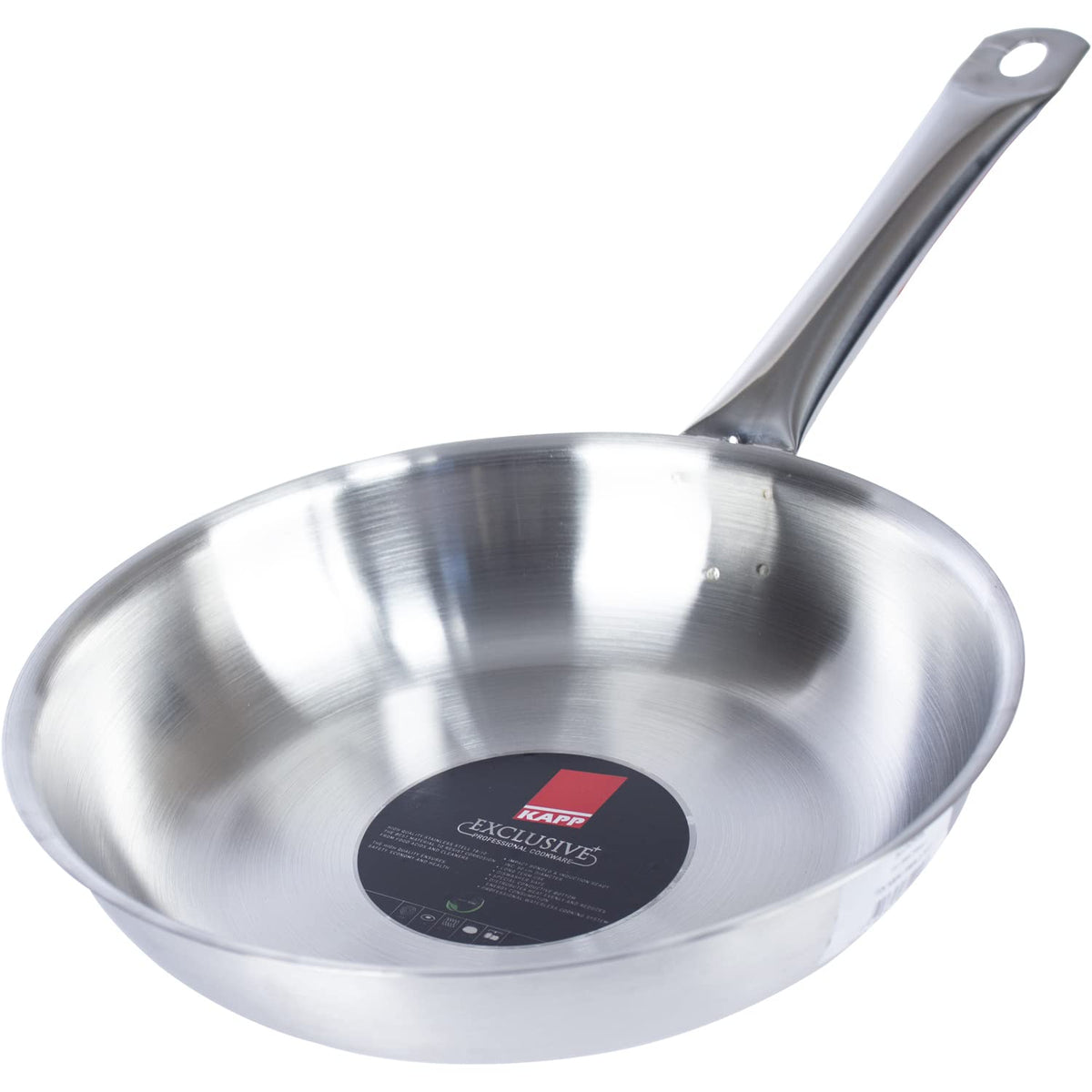 Kapp Frying Pan/Triply Stainless Steel Skillet/Fry Pan With Long And Stay Cool Handle, 9.4 Inch, Silver