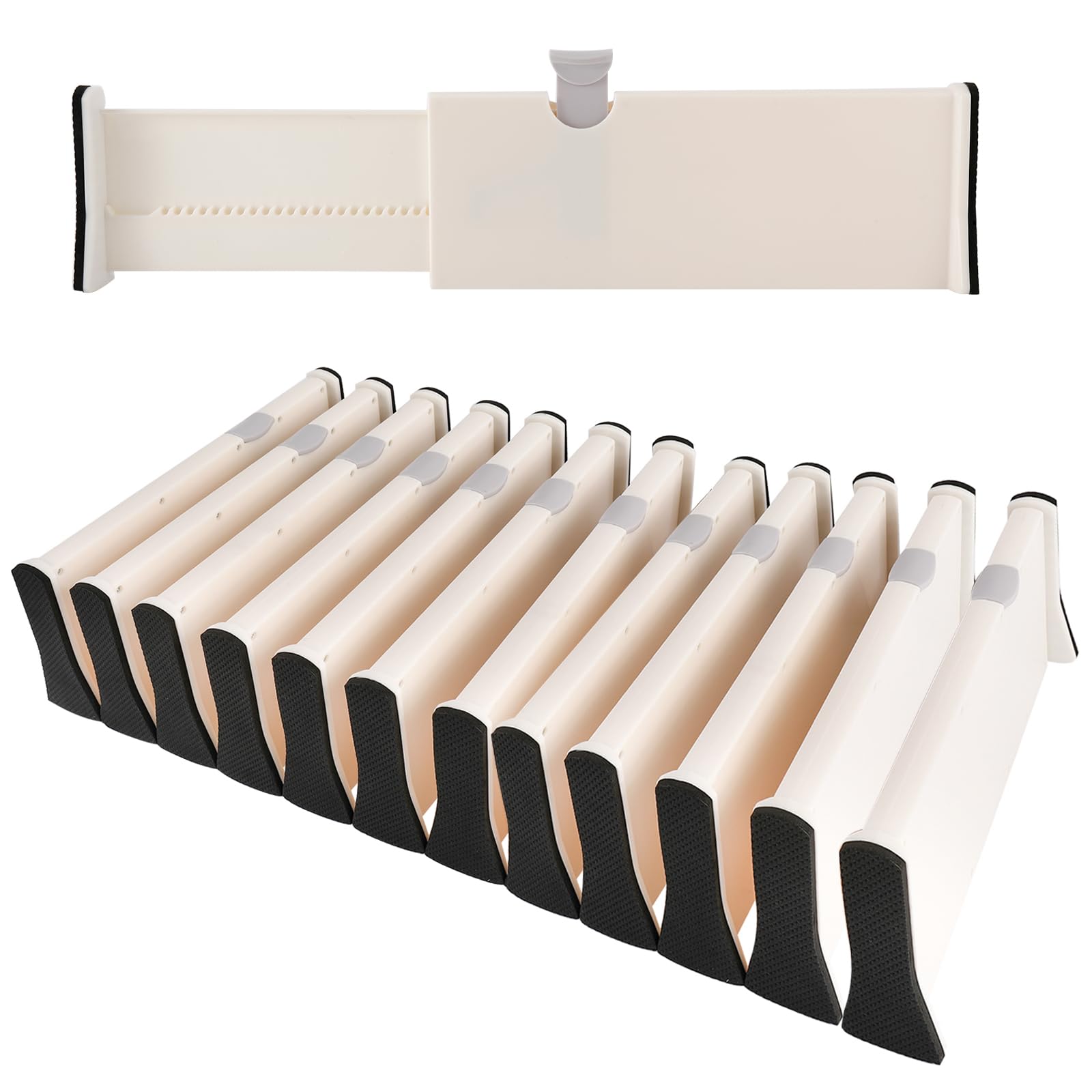 Realplus Adjustable Drawer Dividers Organizer Separators Expandable From 1117, Plastic Dresser Organizer For Bedroom Bathroom 